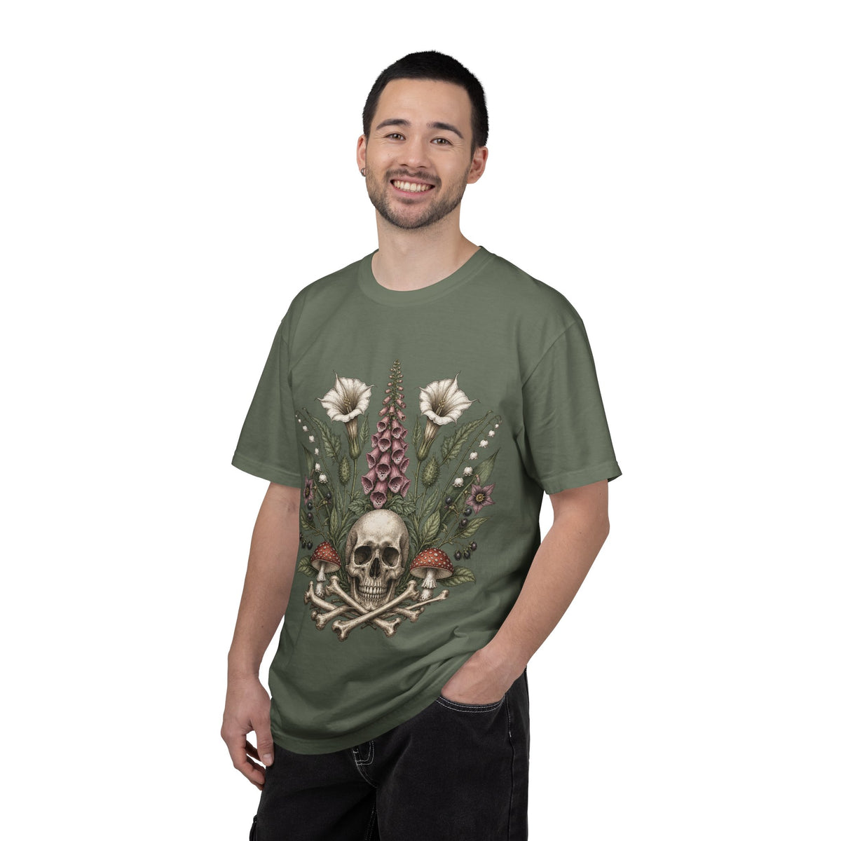 Skull & Wildflower T-Shirt — Botanical Skull Graphic Tee
