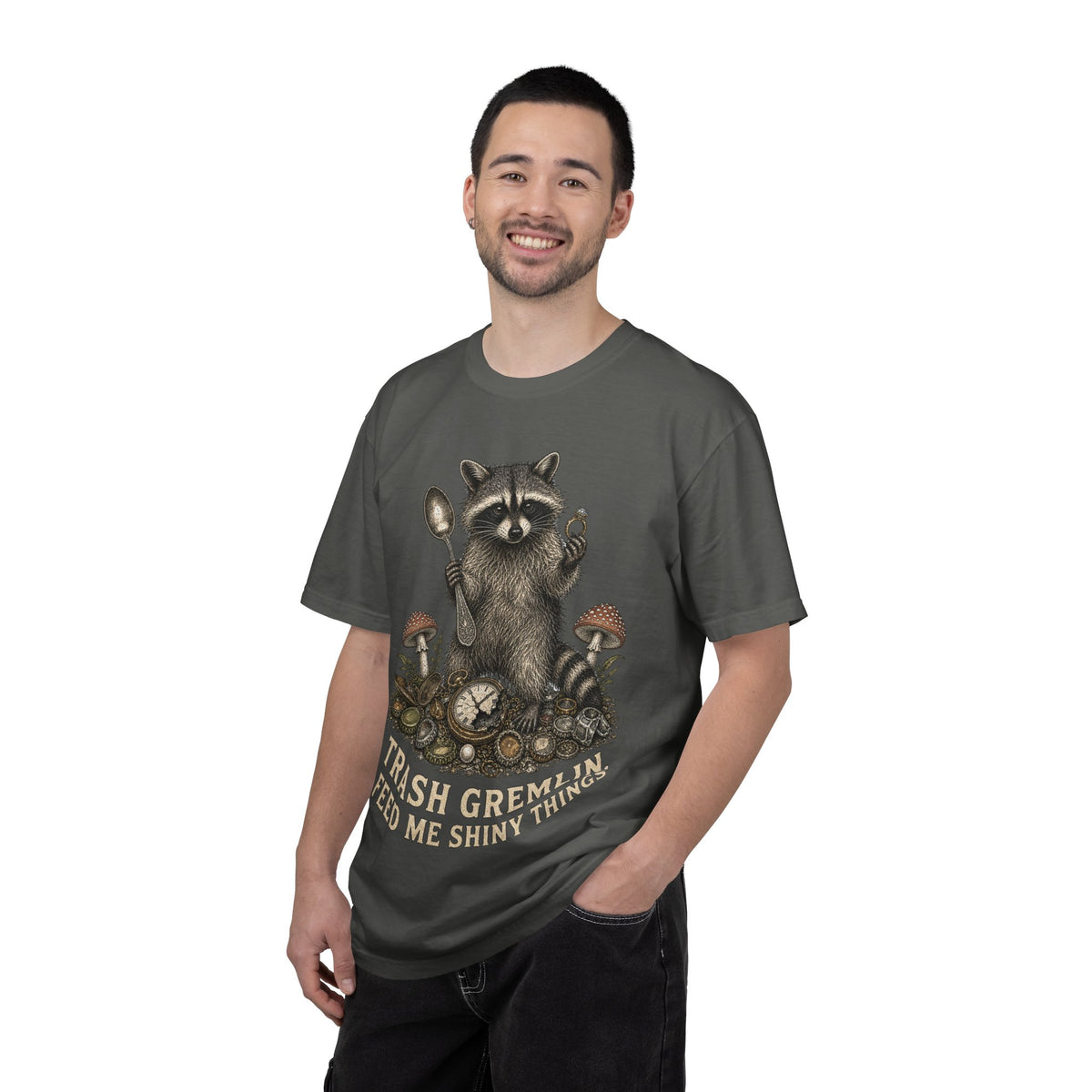 Raccoon 'Trash Gremlin' T-Shirt — Feed Me Shiny Things Graphic Tee
