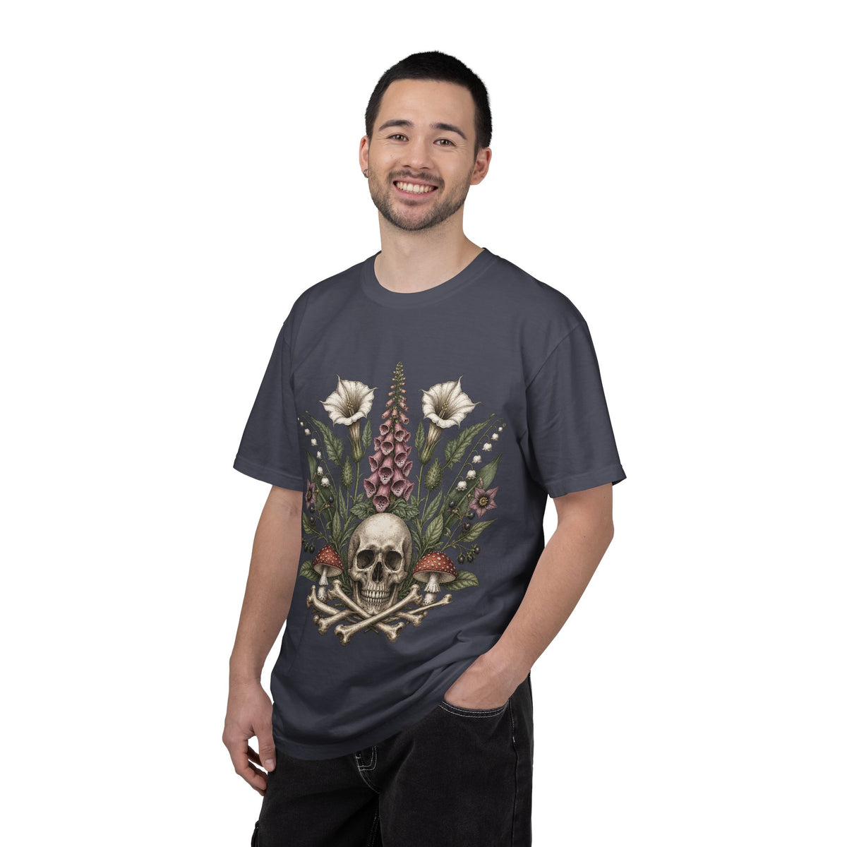 Skull & Wildflower T-Shirt — Botanical Skull Graphic Tee