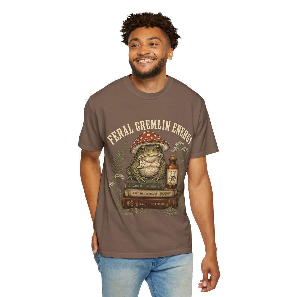 Toad & Toadstool Graphic T-Shirt — "Feral Fungal Witch" Vintage Botanical Tee