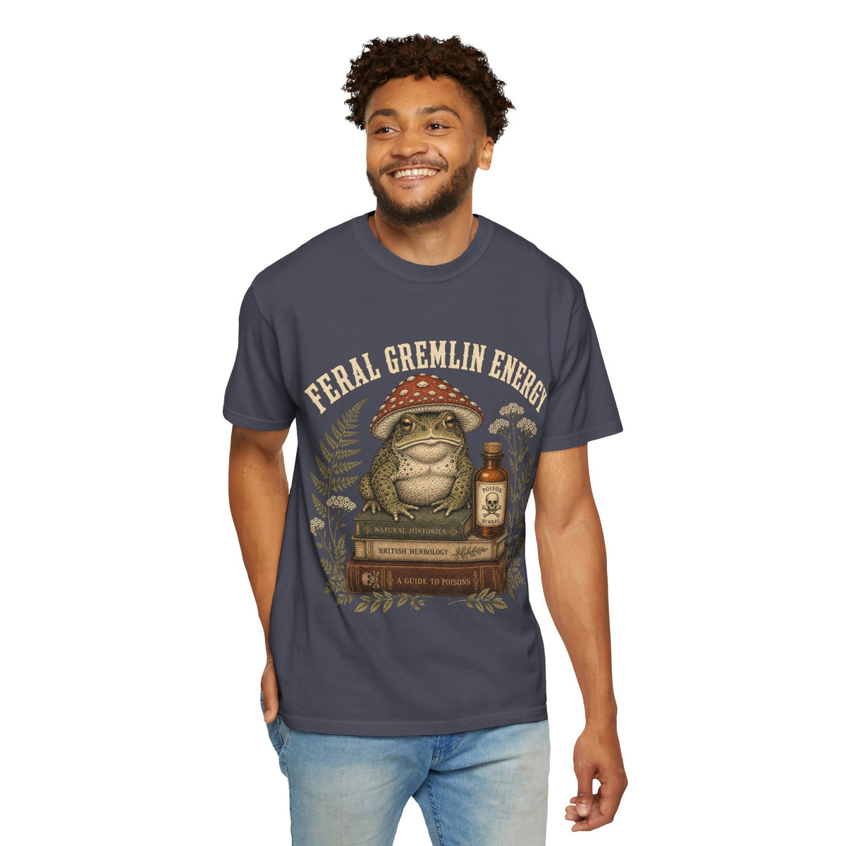 Toad & Toadstool Graphic T-Shirt — "Feral Fungal Witch" Vintage Botanical Tee