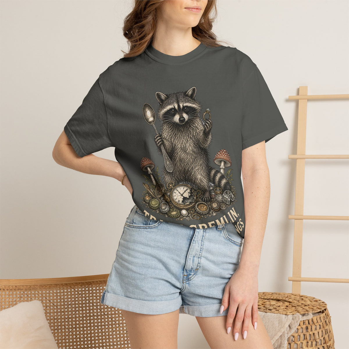 Raccoon 'Trash Gremlin' T-Shirt — Feed Me Shiny Things Graphic Tee