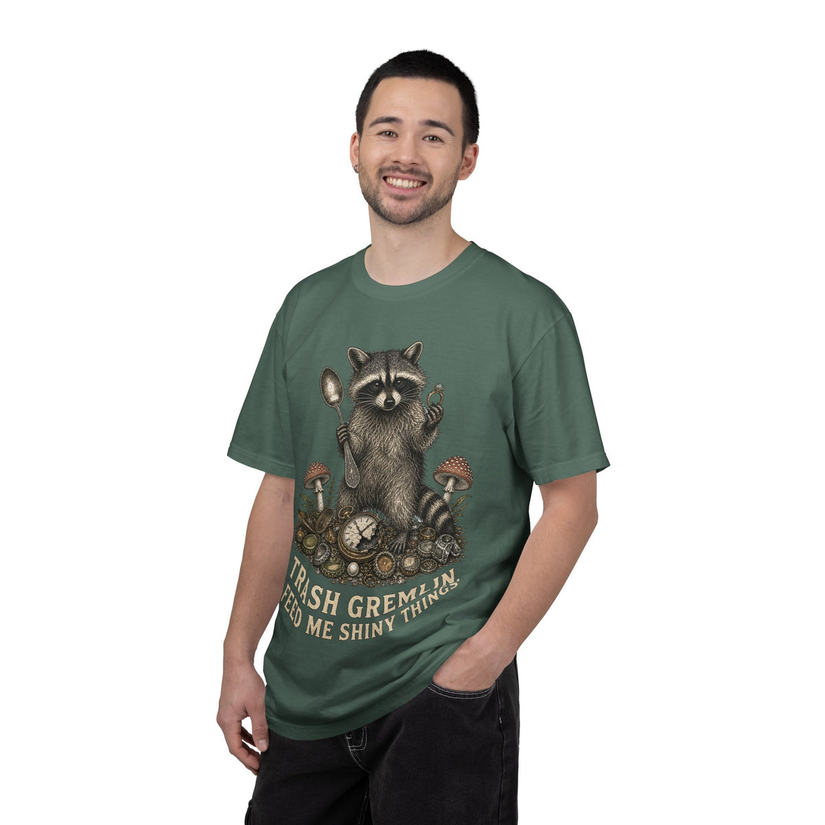 Raccoon 'Trash Gremlin' T-Shirt — Feed Me Shiny Things Graphic Tee