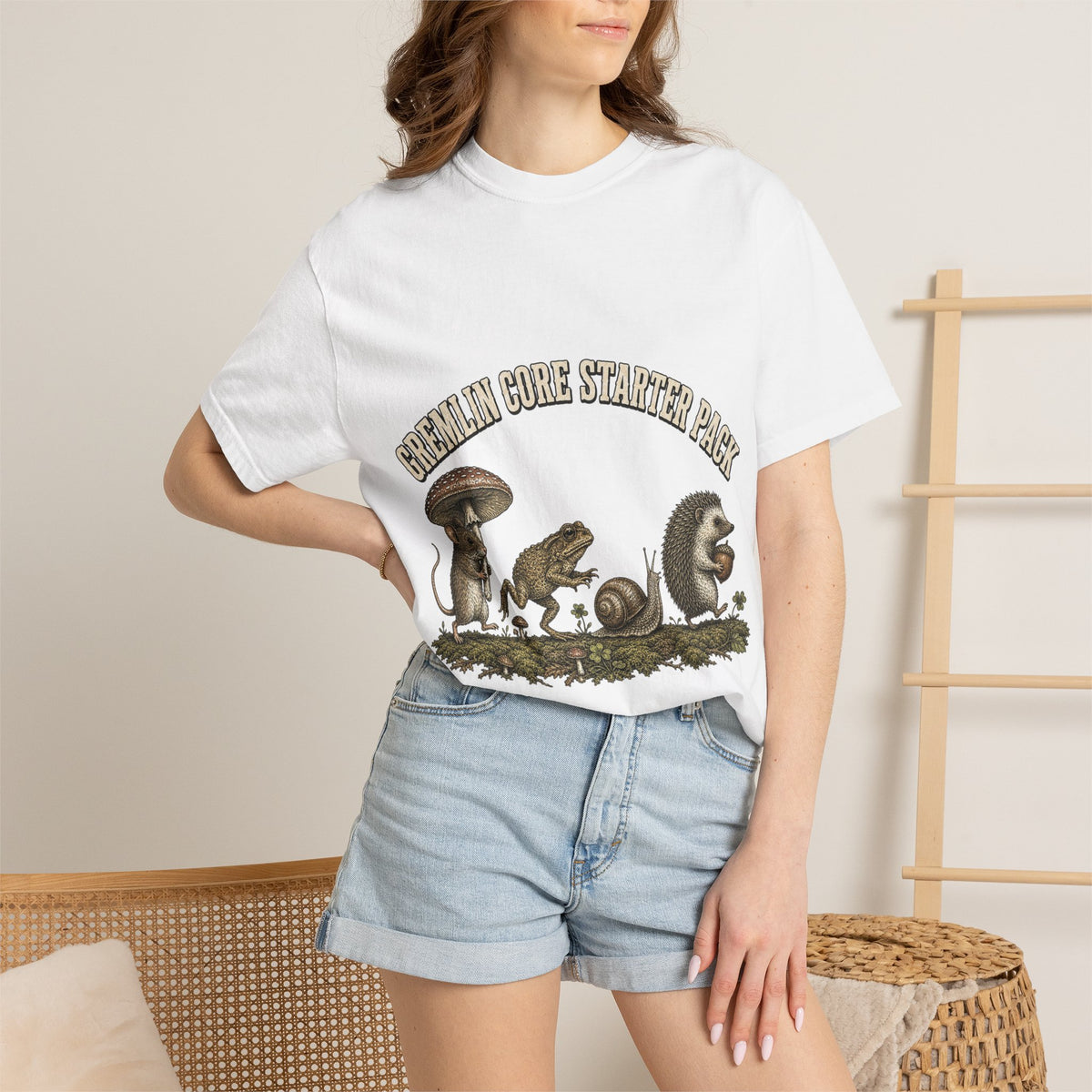 Mushroom Core Starter Pack T-Shirt — Cute Forest Critter Graphic Tee