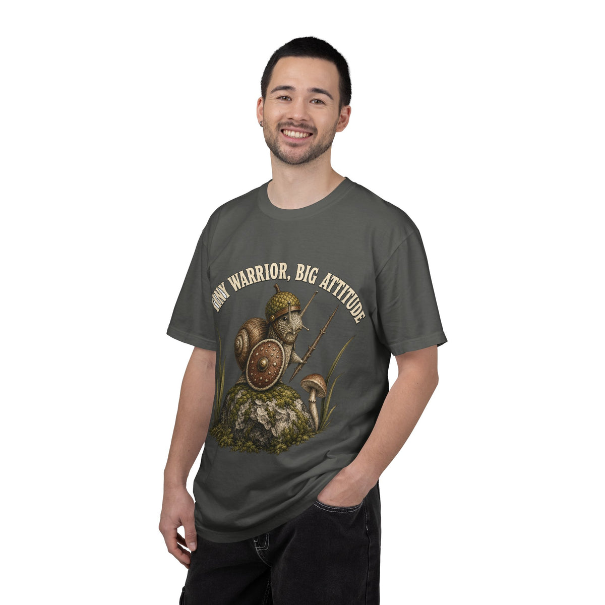 Snail Warrior T-Shirt — 'Tiny Warrior, Big Attitude' Vintage Nature Tee