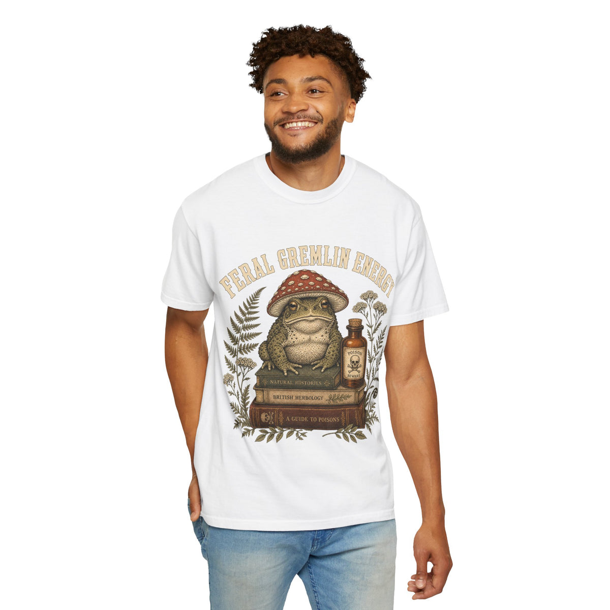 Toad & Toadstool Graphic T-Shirt — "Feral Fungal Witch" Vintage Botanical Tee