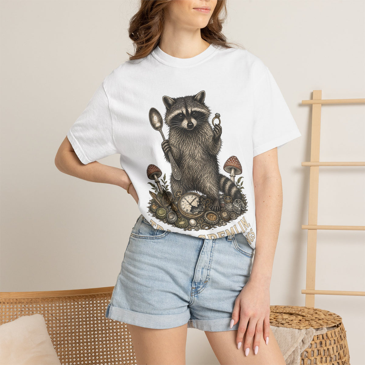 Raccoon 'Trash Gremlin' T-Shirt — Feed Me Shiny Things Graphic Tee