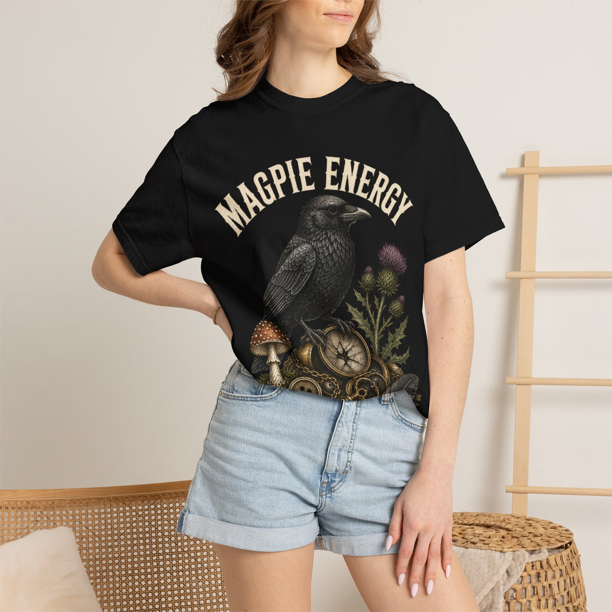 Magpie Energy T-Shirt — Vintage Crow & Thistle Graphic Tee