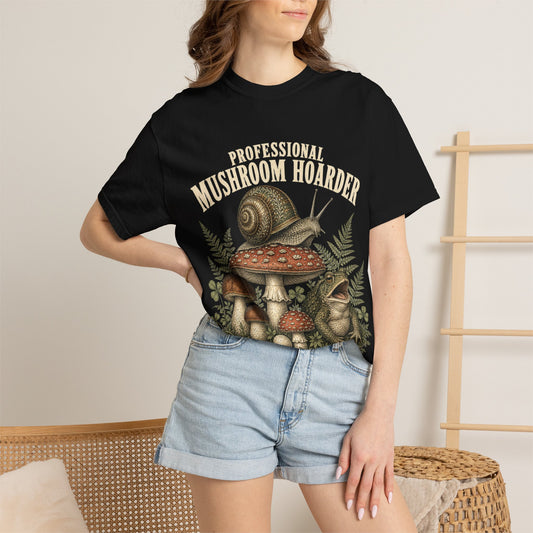 Mushroom Forager T-Shirt — Vintage Snail & Fungi Nature Tee