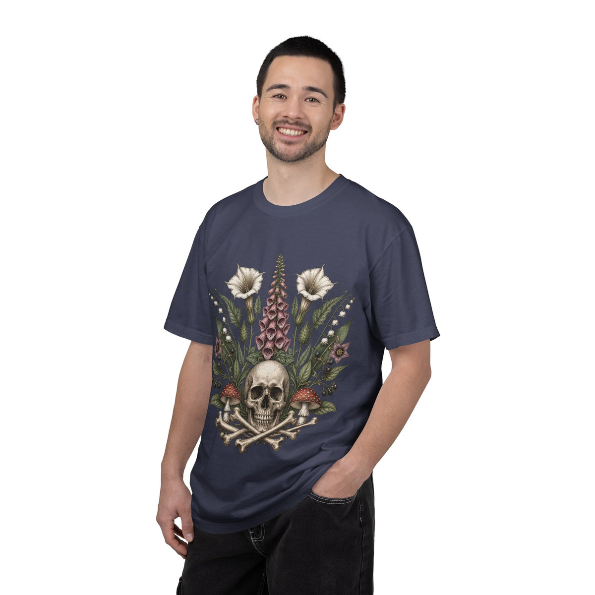 Skull & Wildflower T-Shirt — Botanical Skull Graphic Tee
