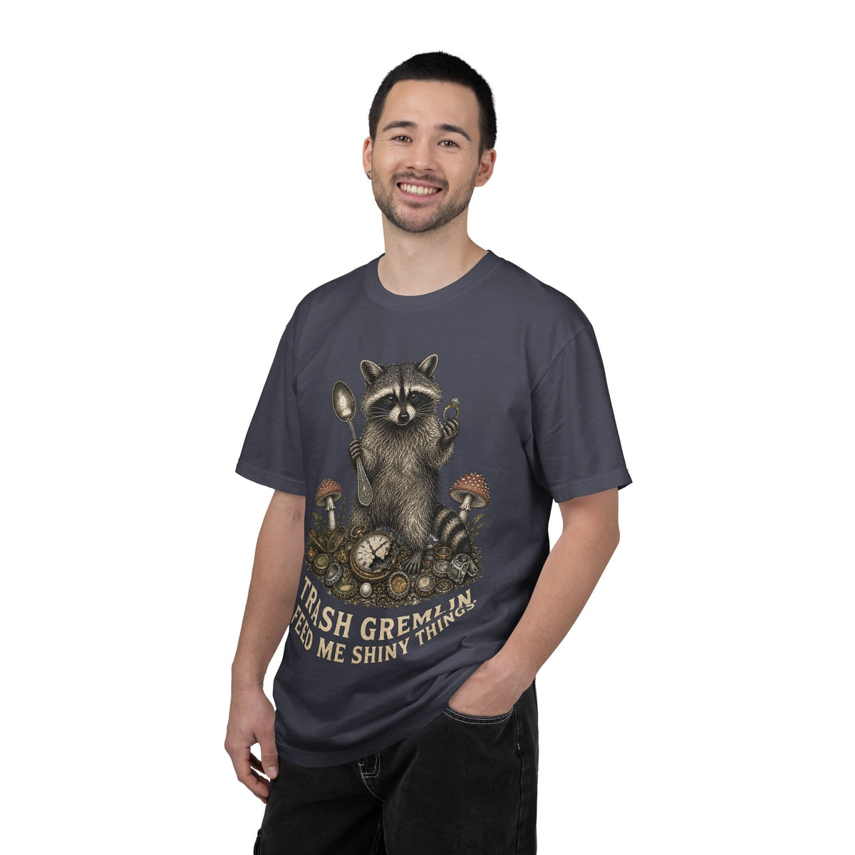 Raccoon 'Trash Gremlin' T-Shirt — Feed Me Shiny Things Graphic Tee