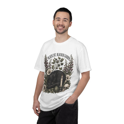 Black Cat Garden T‑Shirt — Gothic Cat, Skull & Candle Graphic Tee