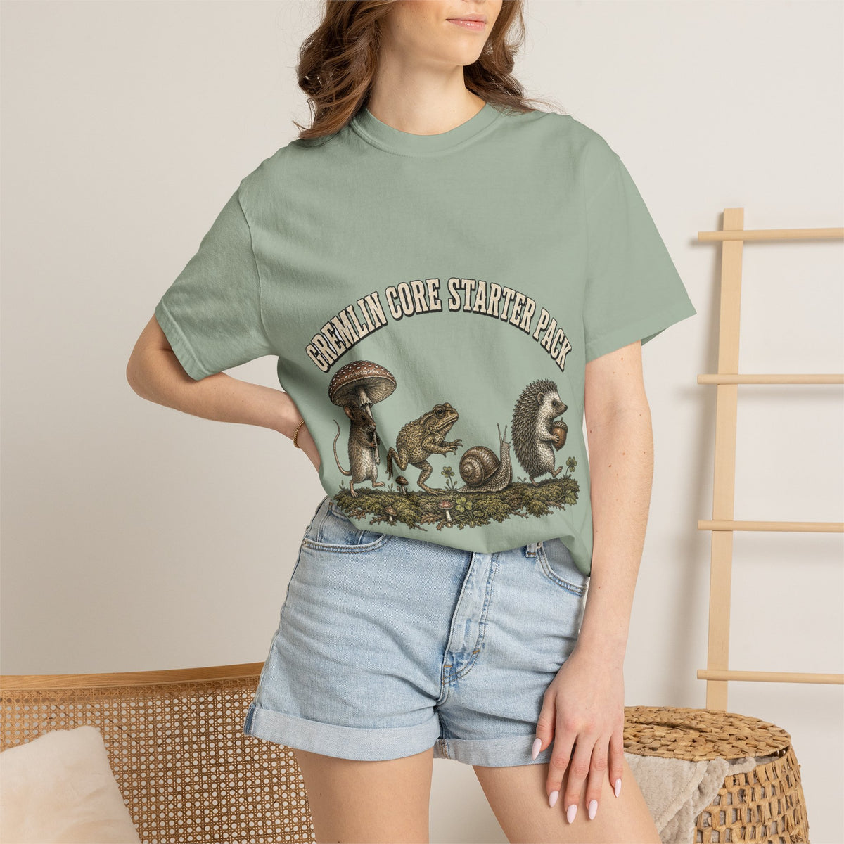 Mushroom Core Starter Pack T-Shirt — Cute Forest Critter Graphic Tee