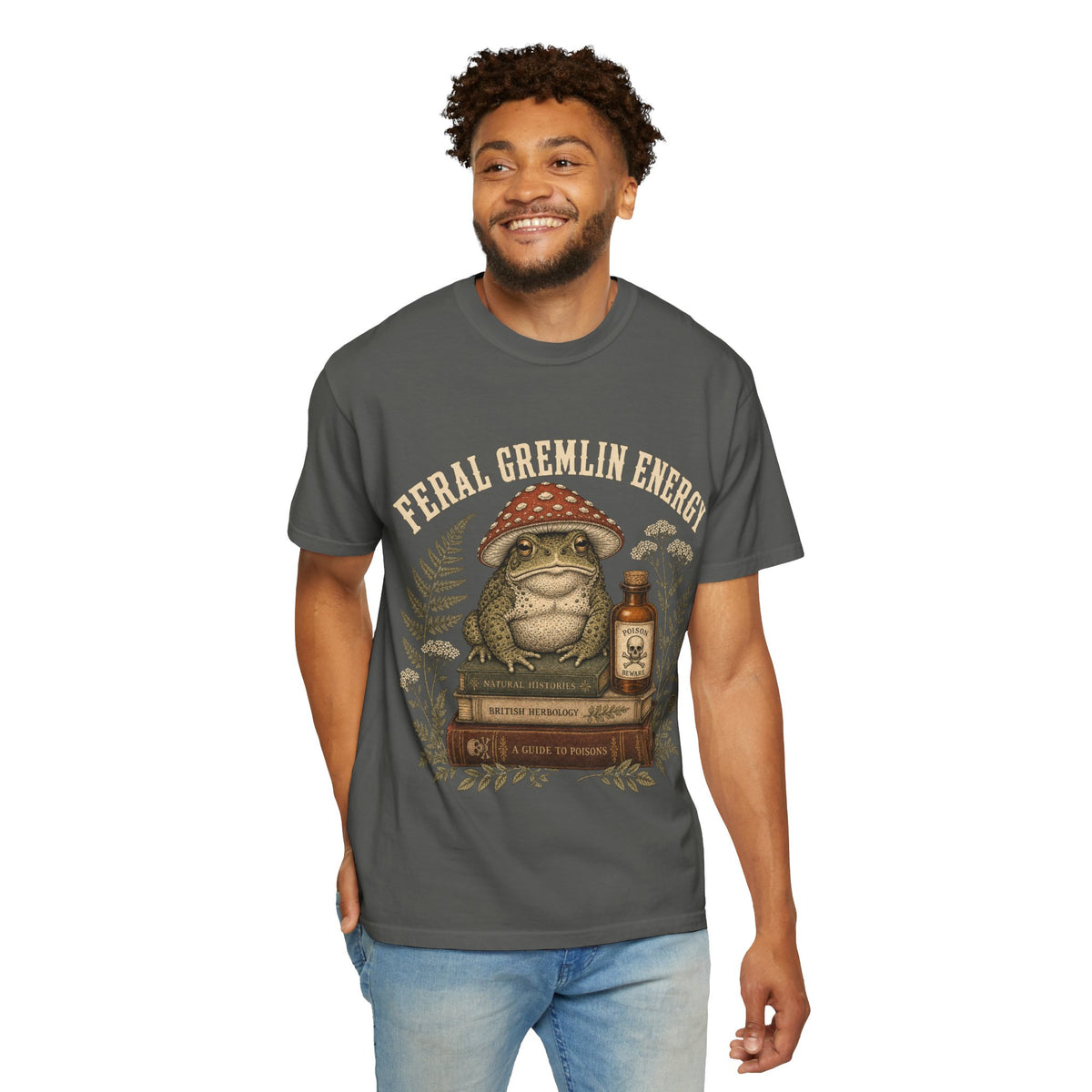 Toad & Toadstool Graphic T-Shirt — "Feral Fungal Witch" Vintage Botanical Tee