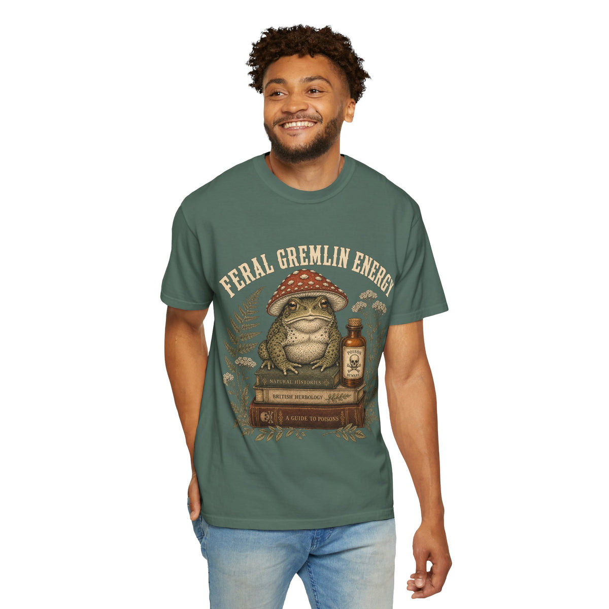 Toad & Toadstool Graphic T-Shirt — "Feral Fungal Witch" Vintage Botanical Tee